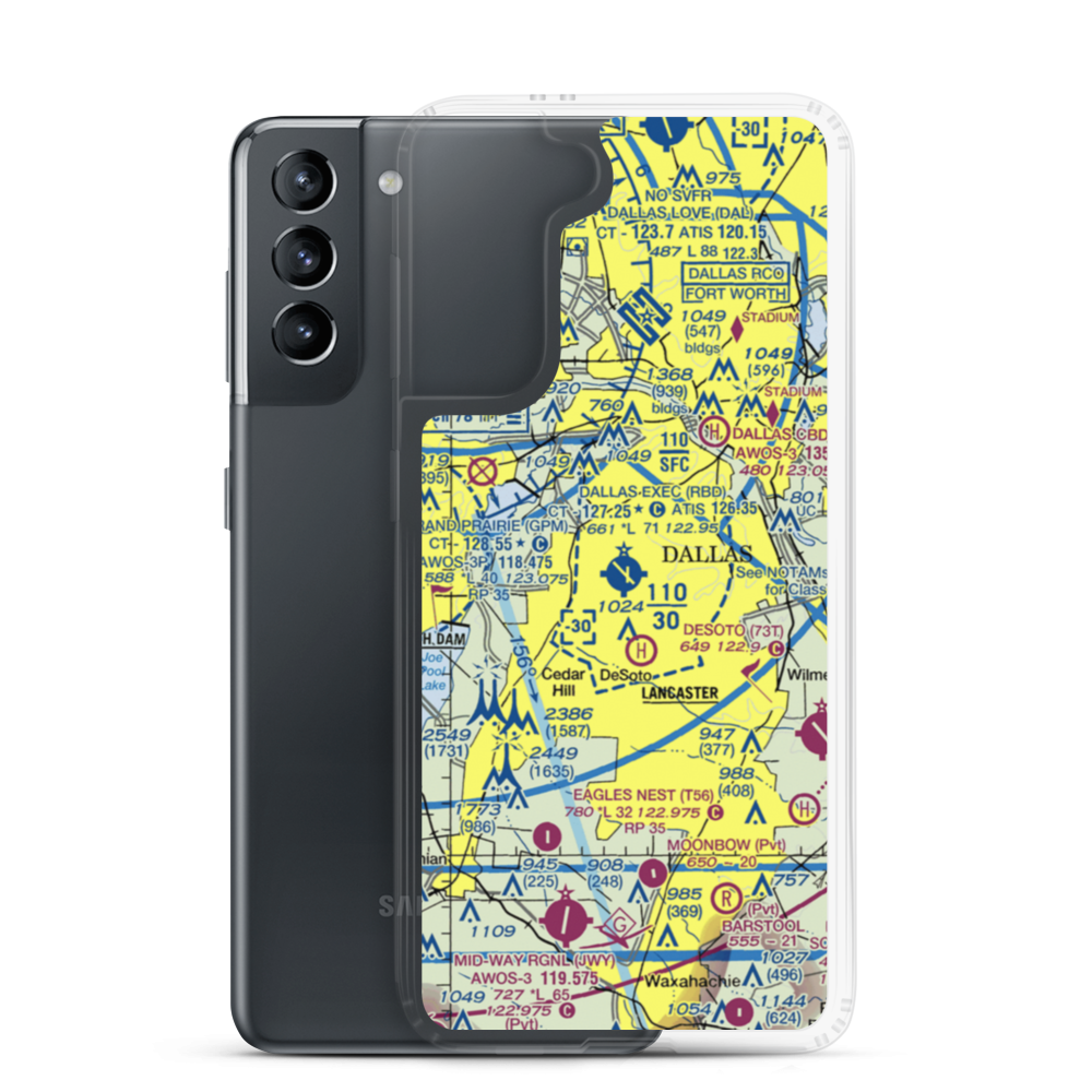Dallas Executive Airport (RBD) VFR Sectional Samsung Case Samsung Galaxy S21 model shown