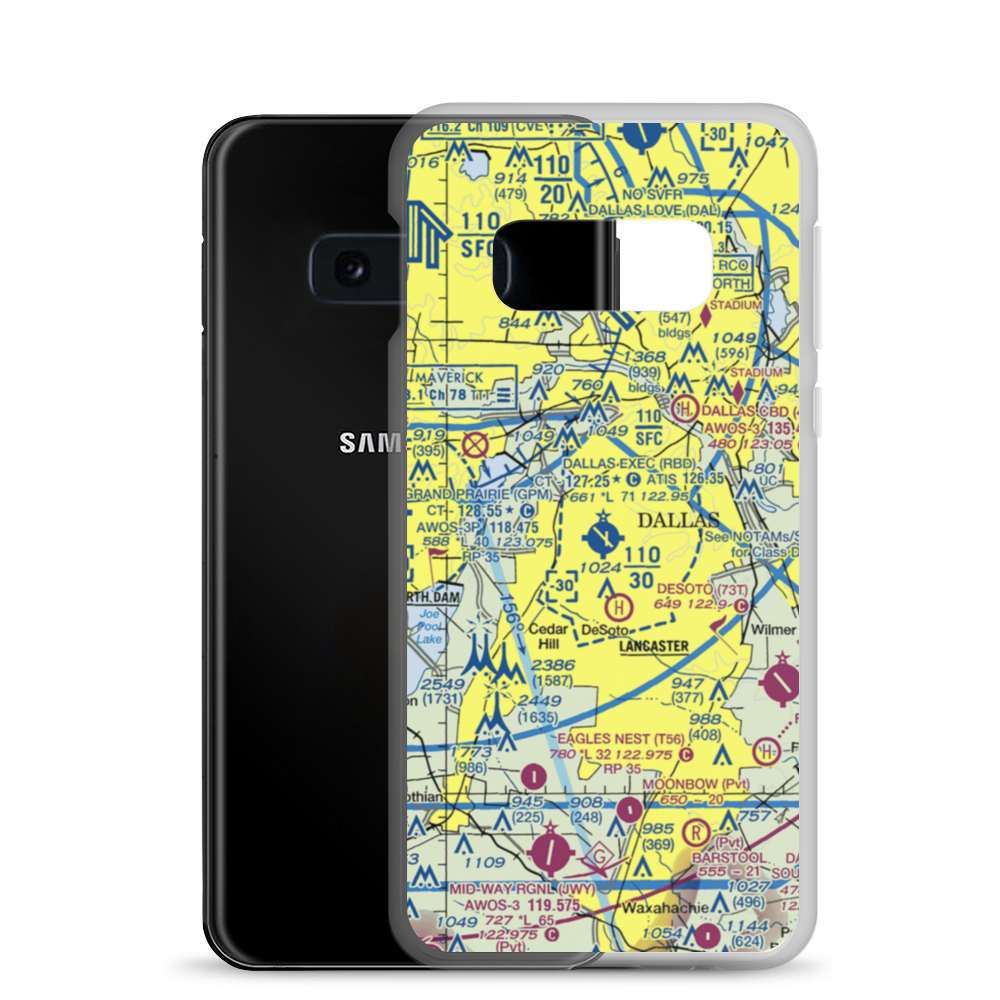 Dallas Executive Airport (RBD) VFR Sectional Samsung Case Samsung Galaxy S10e model shown