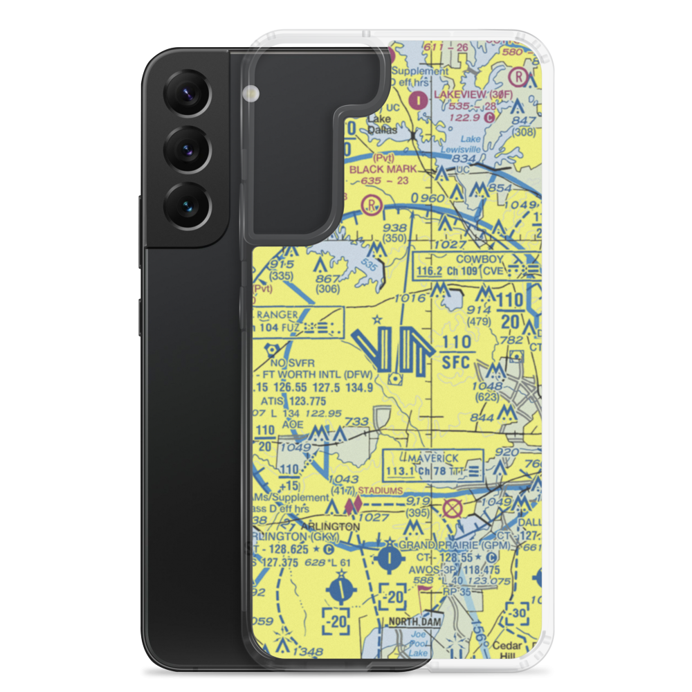 Dallas Fort Worth International Airport (DFW) VFR Sectional Samsung Case Samsung Galaxy S22 Plus model shown