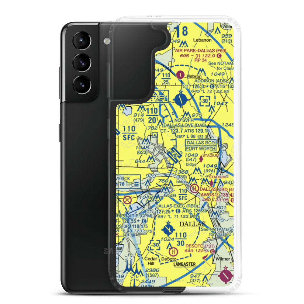 Dallas Love Field (DAL) VFR Sectional Samsung Case Samsung Galaxy S21 Plus model shown