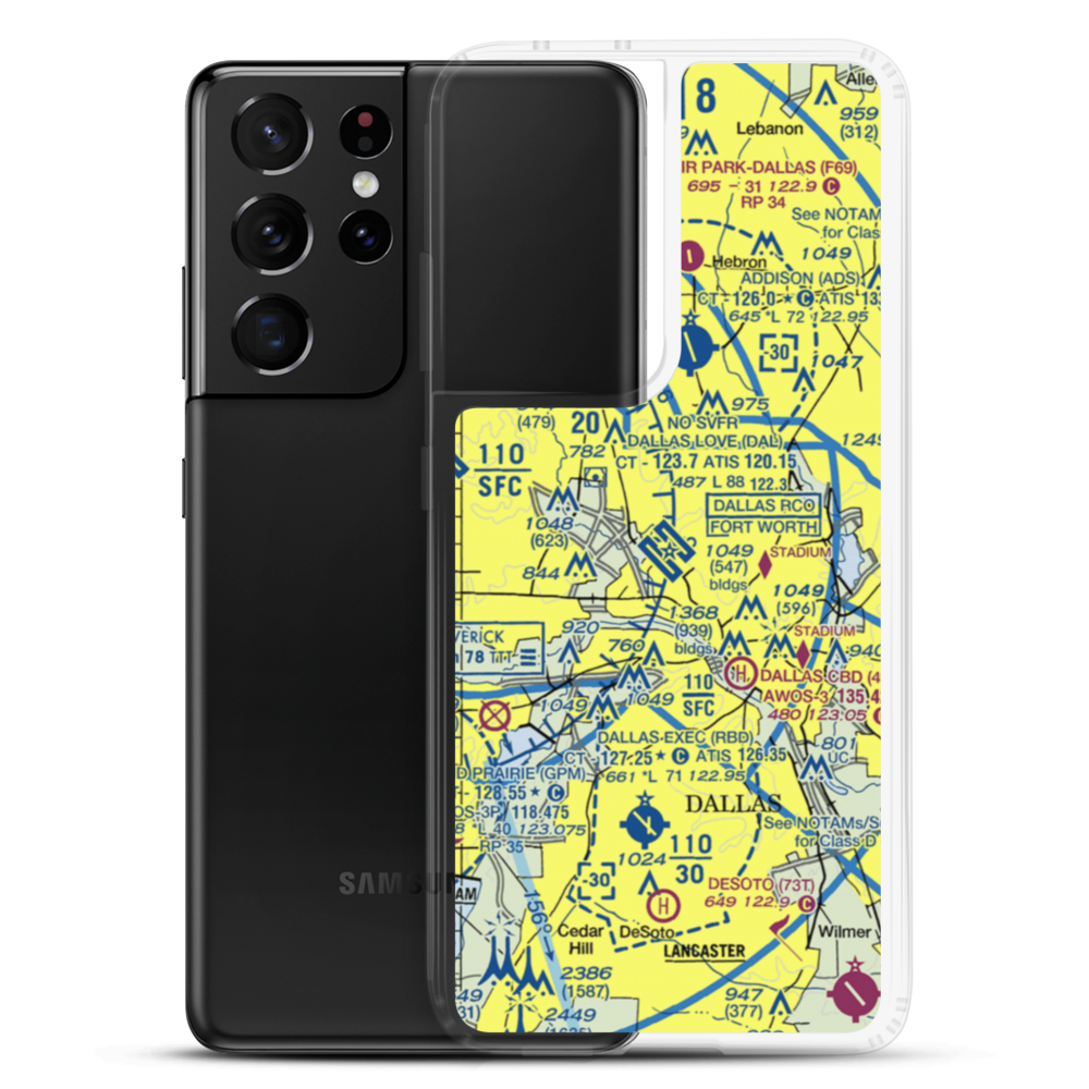 Dallas Love Field (DAL) VFR Sectional Samsung Case Samsung Galaxy S21 Ultra model shown