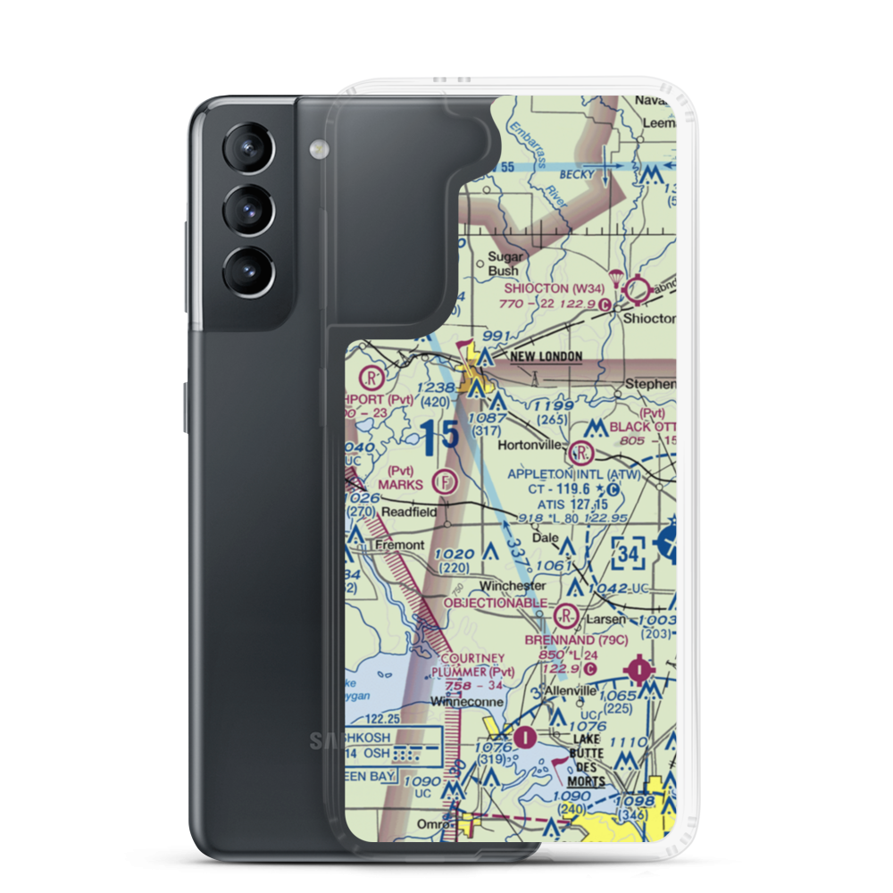 Dalonia Airport (32WI) VFR Sectional Samsung Case Samsung Galaxy S21 model shown