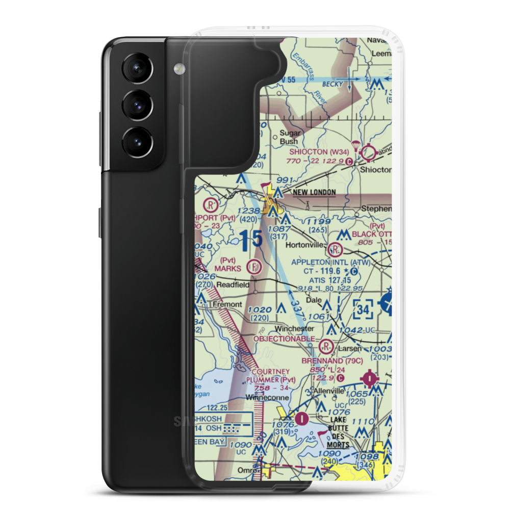 Dalonia Airport (32WI) VFR Sectional Samsung Case Samsung Galaxy S21 Plus model shown