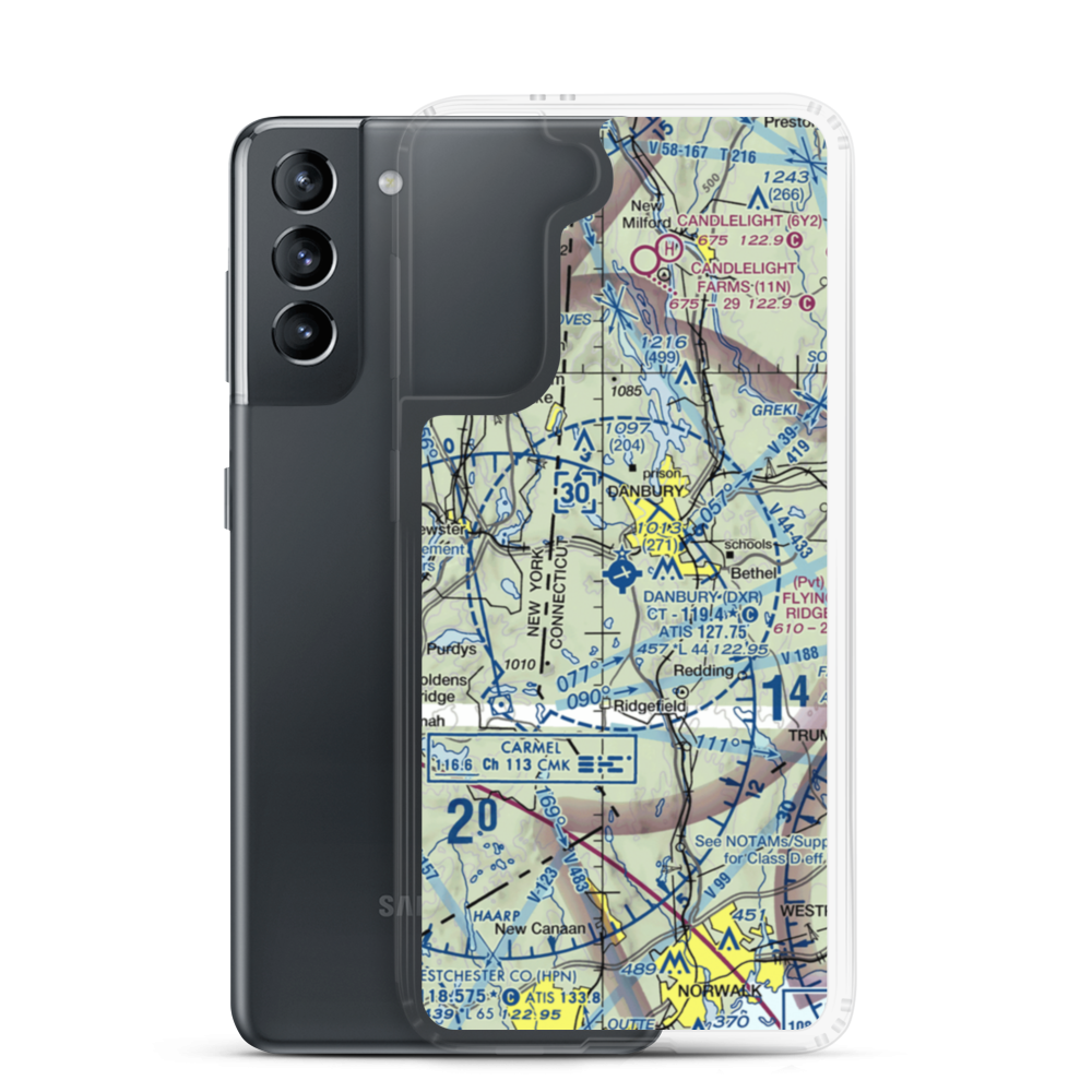 Danbury Municipal Airport (DXR) VFR Sectional Samsung Case Samsung Galaxy S21 model shown