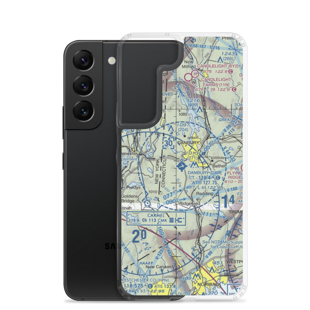 Danbury Municipal Airport (DXR) VFR Sectional Samsung Case Samsung Galaxy S22 model shown