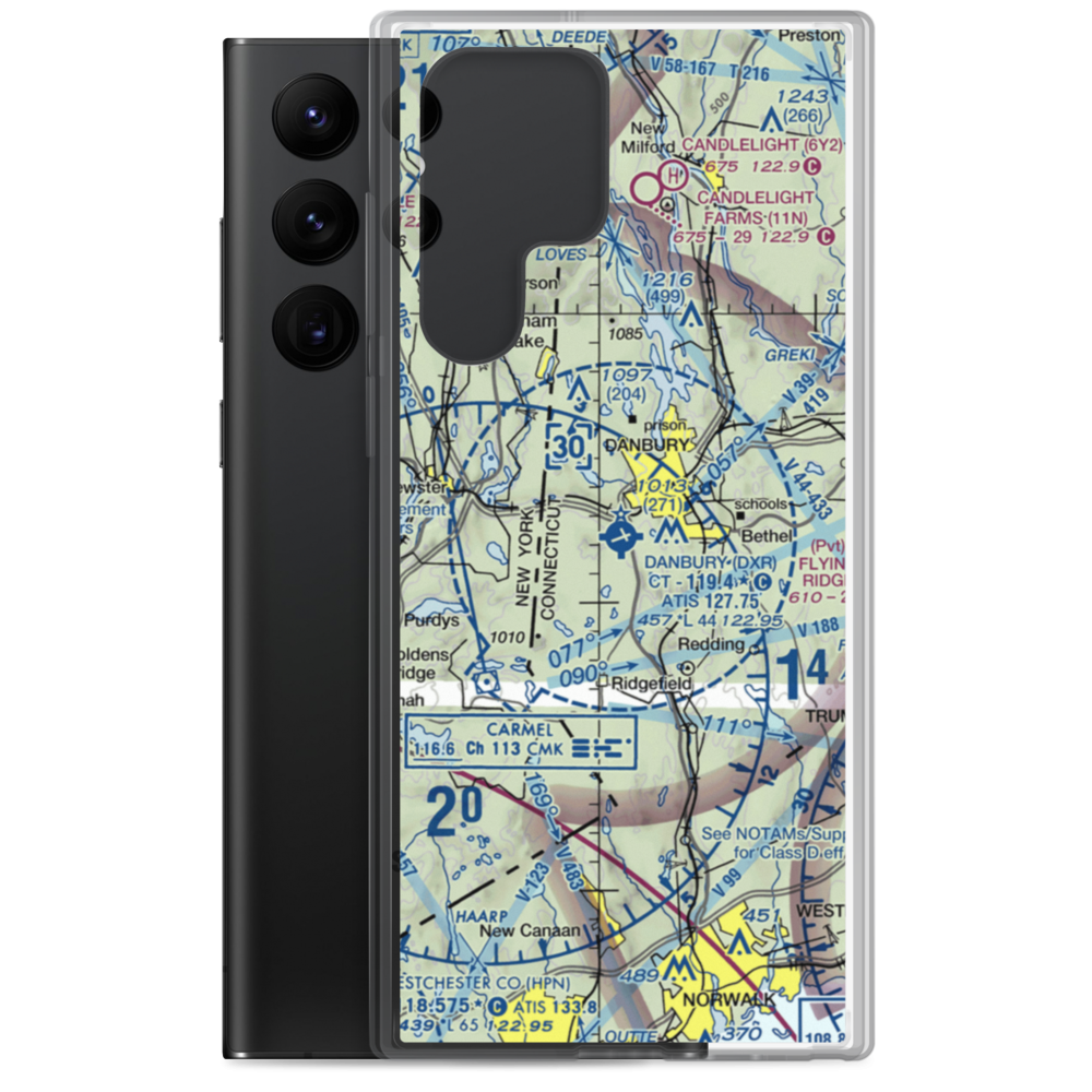 Danbury Municipal Airport (DXR) VFR Sectional Samsung Case Samsung Galaxy S22 Ultra model shown