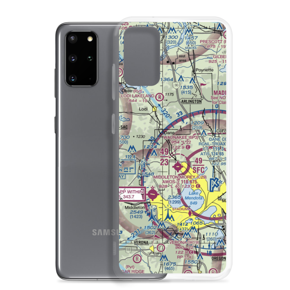 Dane Airport (WI65) VFR Sectional Samsung Case Samsung Galaxy S20 Plus model shown