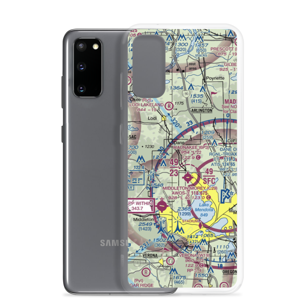Dane Airport (WI65) VFR Sectional Samsung Case Samsung Galaxy S20 model shown