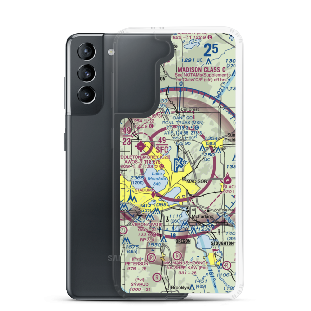 Dane County Regional Truax Field (MSN) VFR Sectional Samsung Case Samsung Galaxy S21 model shown
