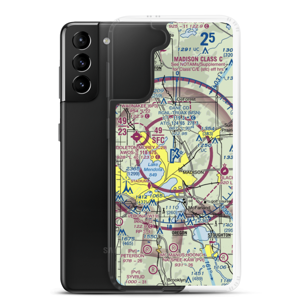 Dane County Regional Truax Field (MSN) VFR Sectional Samsung Case Samsung Galaxy S21 Plus model shown