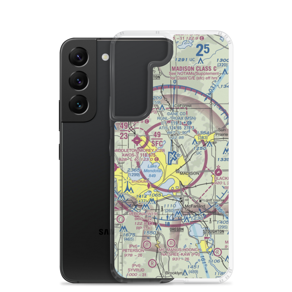 Dane County Regional Truax Field (MSN) VFR Sectional Samsung Case Samsung Galaxy S22 model shown