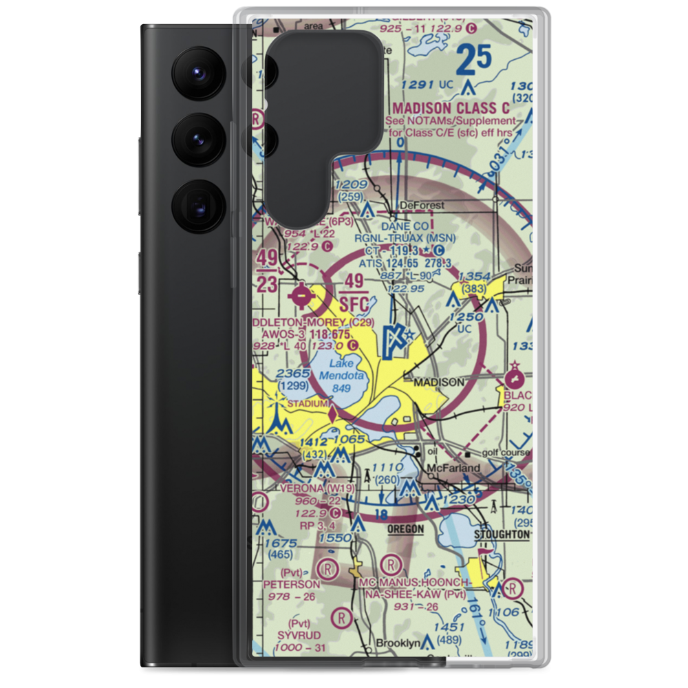Dane County Regional Truax Field (MSN) VFR Sectional Samsung Case Samsung Galaxy S22 Ultra model shown