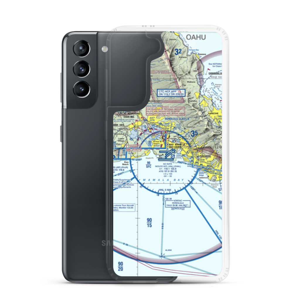 Daniel K Inouye International Airport (HNL) VFR Sectional Samsung Case Samsung Galaxy S21 model shown