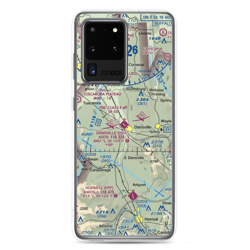 Dansville Municipal Airport (DSV) VFR Sectional Samsung Case Samsung Galaxy S20 Ultra model shown
