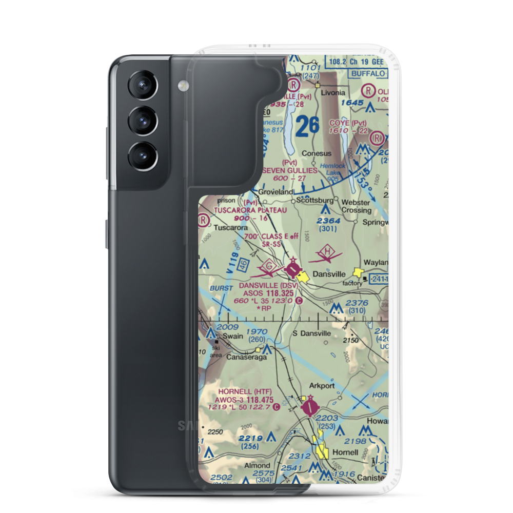 Dansville Municipal Airport (DSV) VFR Sectional Samsung Case Samsung Galaxy S21 model shown