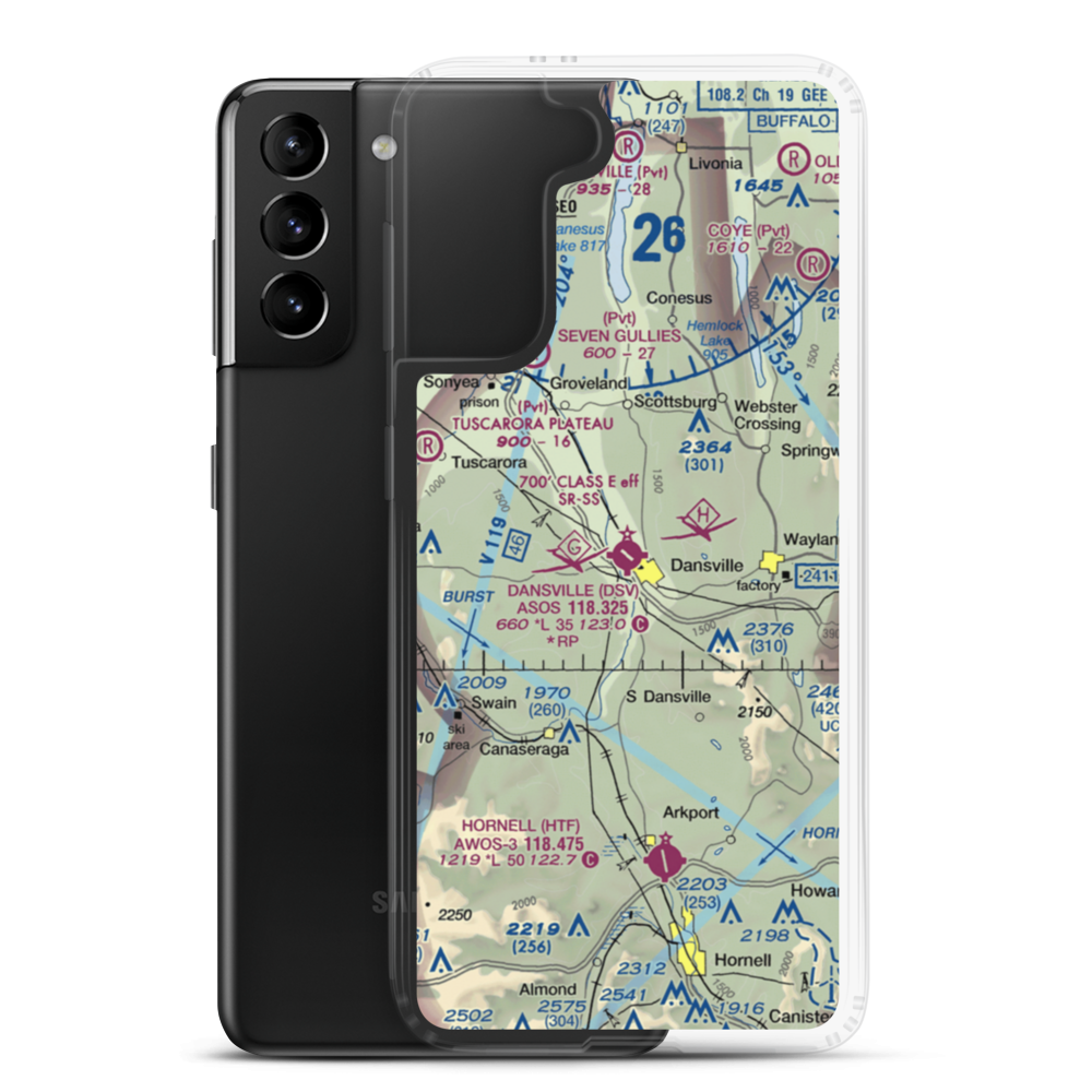 Dansville Municipal Airport (DSV) VFR Sectional Samsung Case Samsung Galaxy S21 Plus model shown