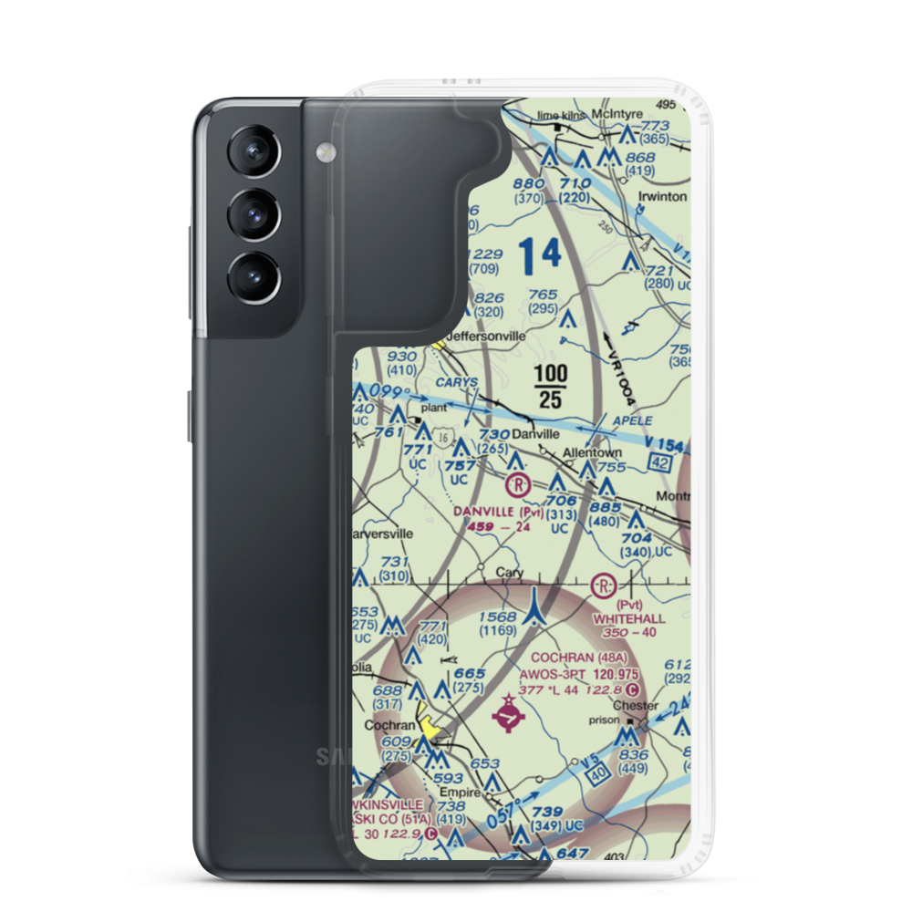 Danville Airpark (7GA4) VFR Sectional Samsung Case Samsung Galaxy S21 model shown