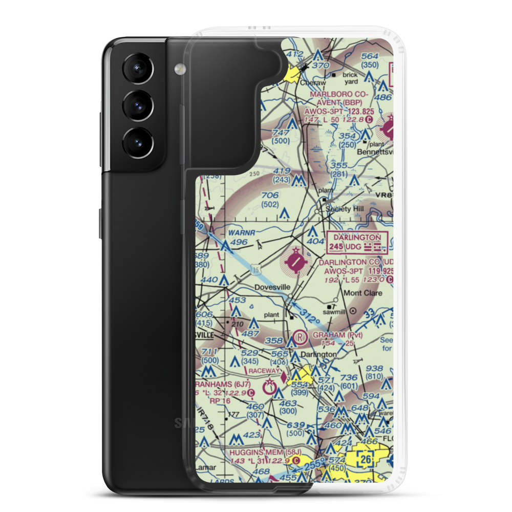 Darlington County Airport (UDG) VFR Sectional Samsung Case Samsung Galaxy S21 Plus model shown