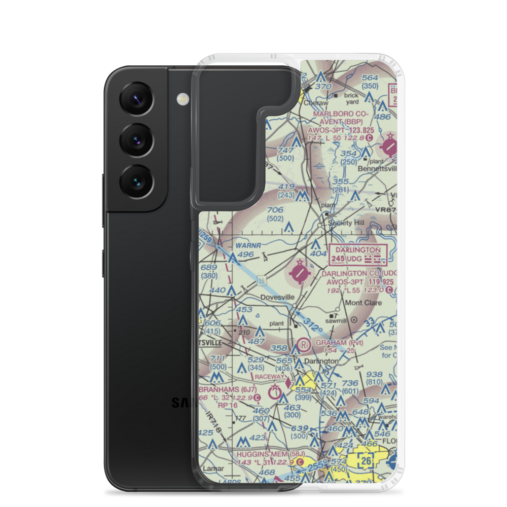 Darlington County Airport (UDG) VFR Sectional Samsung Case Samsung Galaxy S22 model shown