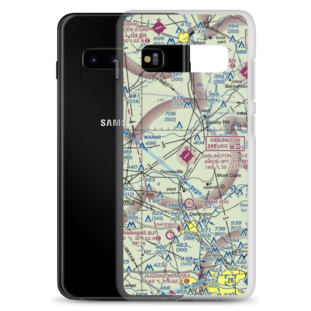 Darlington County Airport (UDG) VFR Sectional Samsung Case Samsung Galaxy S10+ model shown
