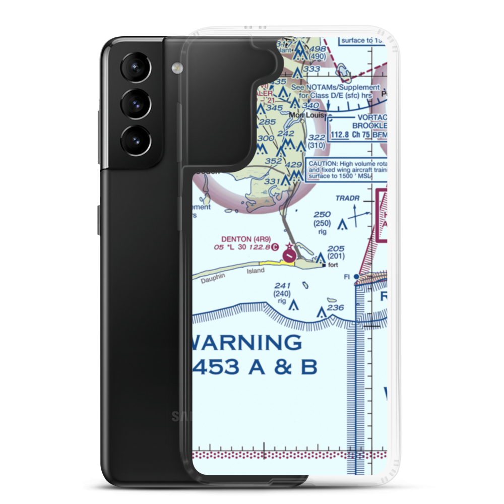 Dauphin Island Airport (4R9) VFR Sectional Samsung Case Samsung Galaxy S21 Plus model shown