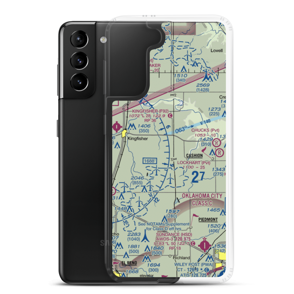 Dave's Place Airport (1OK1) VFR Sectional Samsung Case Samsung Galaxy S21 Plus model shown