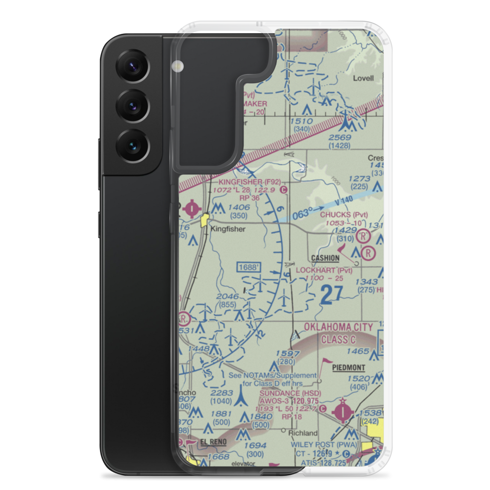 Dave's Place Airport (1OK1) VFR Sectional Samsung Case Samsung Galaxy S22 Plus model shown