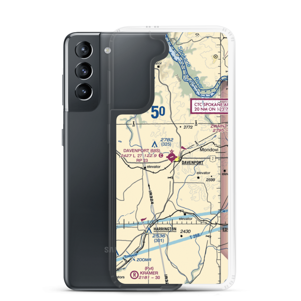 Davenport Airport (68S) VFR Sectional Samsung Case Samsung Galaxy S21 model shown