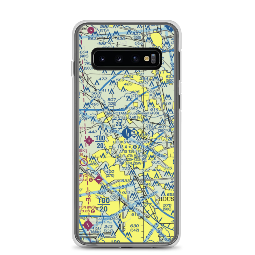 David Wayne Hooks Memorial Airport (DWH) VFR Sectional Samsung Case Samsung Galaxy S10 model shown