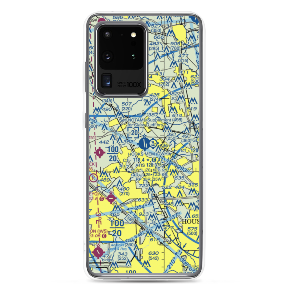 David Wayne Hooks Memorial Airport (DWH) VFR Sectional Samsung Case Samsung Galaxy S20 Ultra model shown