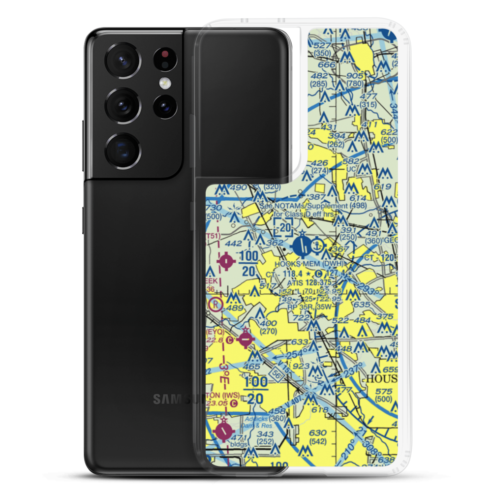 David Wayne Hooks Memorial Airport (DWH) VFR Sectional Samsung Case Samsung Galaxy S21 Ultra model shown