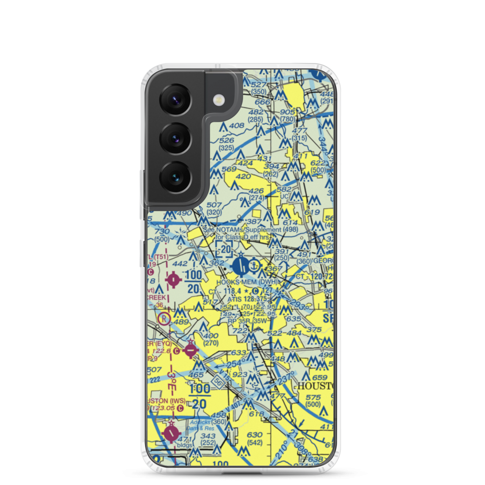 David Wayne Hooks Memorial Airport (DWH) VFR Sectional Samsung Case Samsung Galaxy S22 model shown