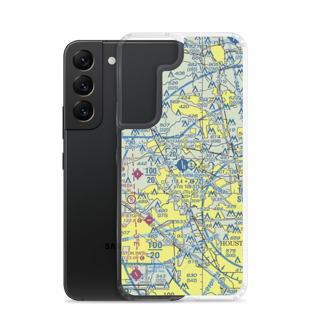 David Wayne Hooks Memorial Airport (DWH) VFR Sectional Samsung Case Samsung Galaxy S22 model shown