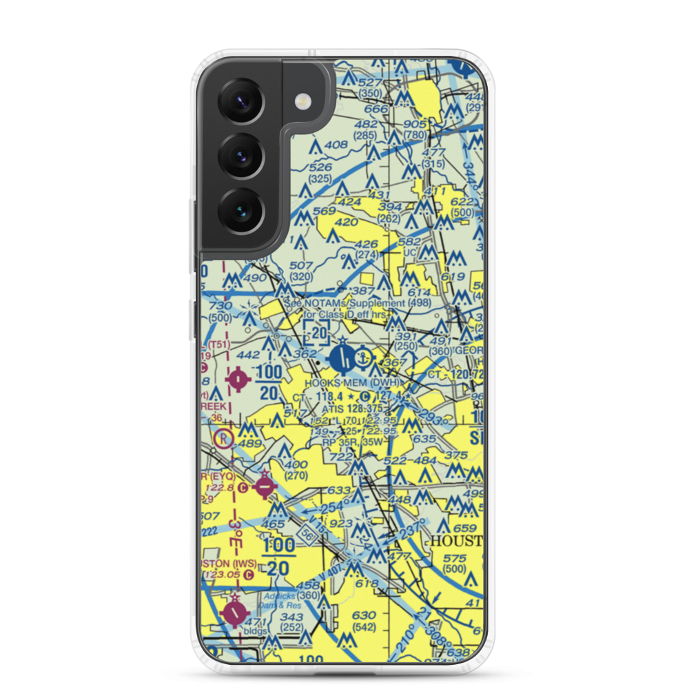 David Wayne Hooks Memorial Airport (DWH) VFR Sectional Samsung Case Samsung Galaxy S22 Plus model shown