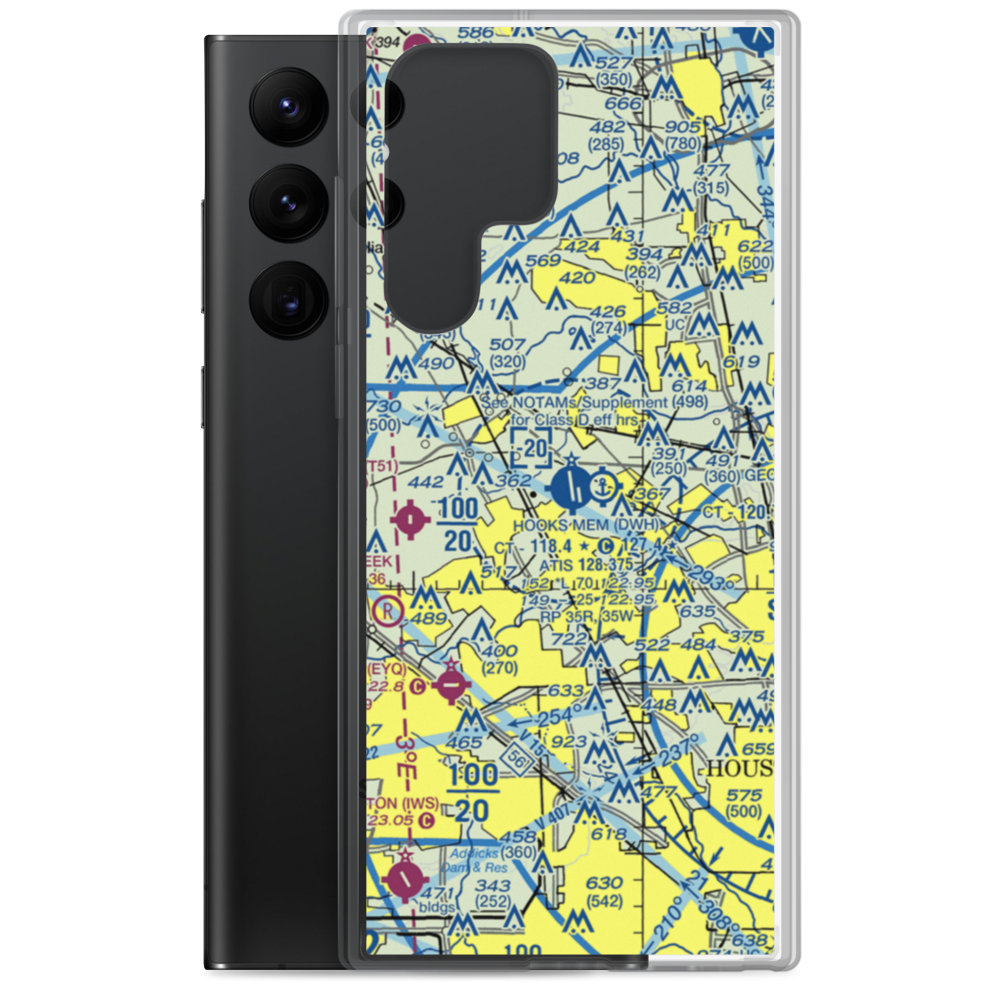 David Wayne Hooks Memorial Airport (DWH) VFR Sectional Samsung Case Samsung Galaxy S22 Ultra model shown