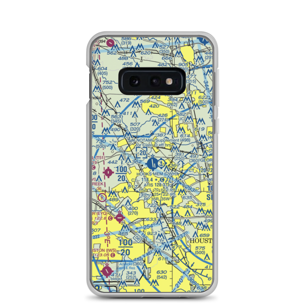 David Wayne Hooks Memorial Airport (DWH) VFR Sectional Samsung Case Samsung Galaxy S10e model shown