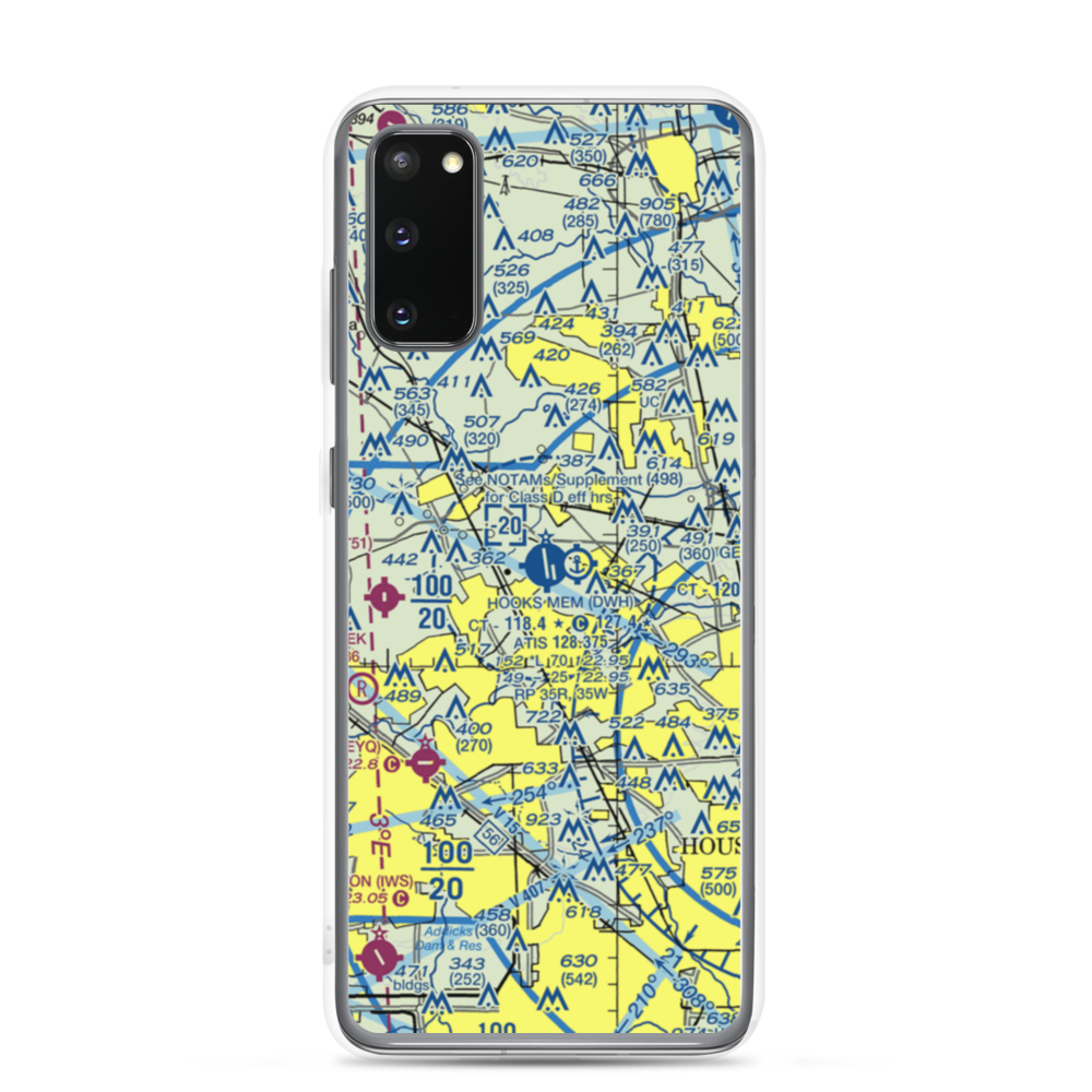 David Wayne Hooks Memorial Airport (DWH) VFR Sectional Samsung Case Samsung Galaxy S20 model shown