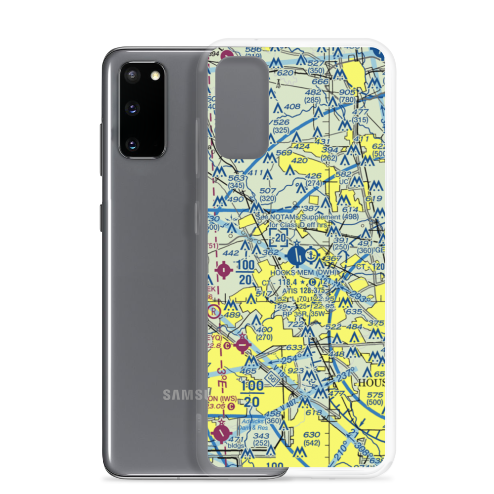 David Wayne Hooks Memorial Airport (DWH) VFR Sectional Samsung Case Samsung Galaxy S20 model shown
