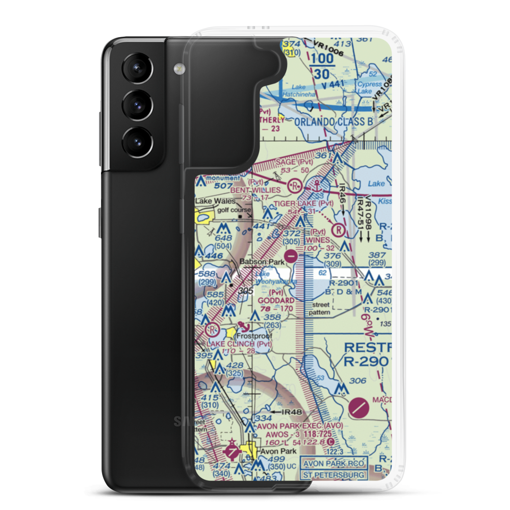 David Wine's Airstrip (62FL) VFR Sectional Samsung Case Samsung Galaxy S21 Plus model shown