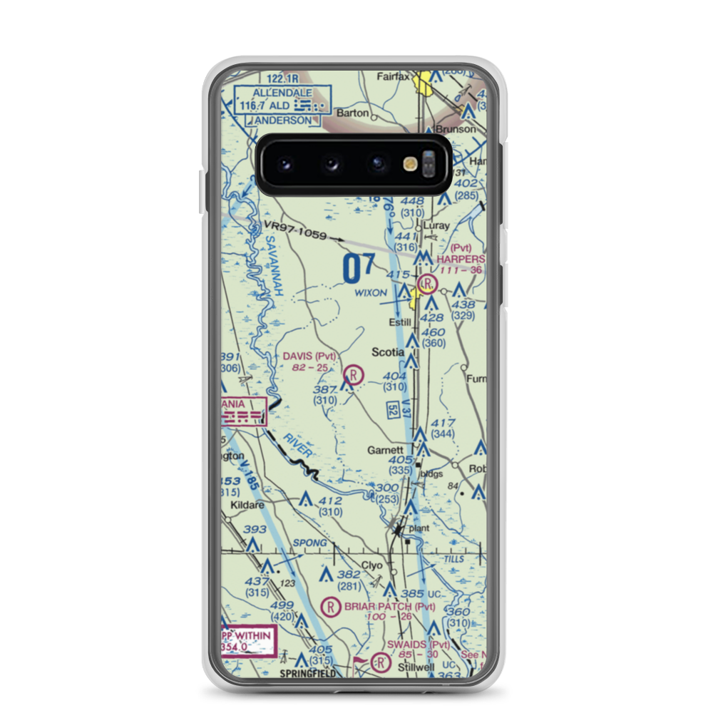 Davis Airport (SC12) VFR Sectional Samsung Case Samsung Galaxy S10 model shown