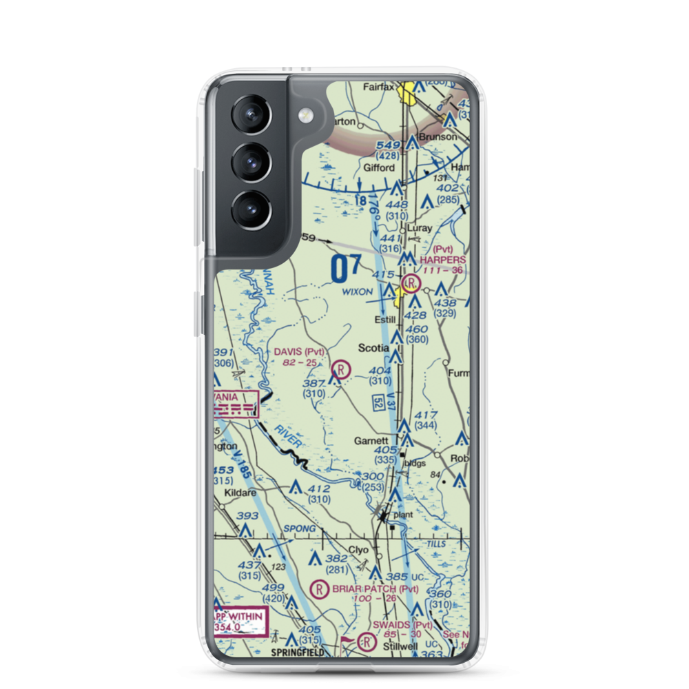 Davis Airport (SC12) VFR Sectional Samsung Case Samsung Galaxy S21 model shown