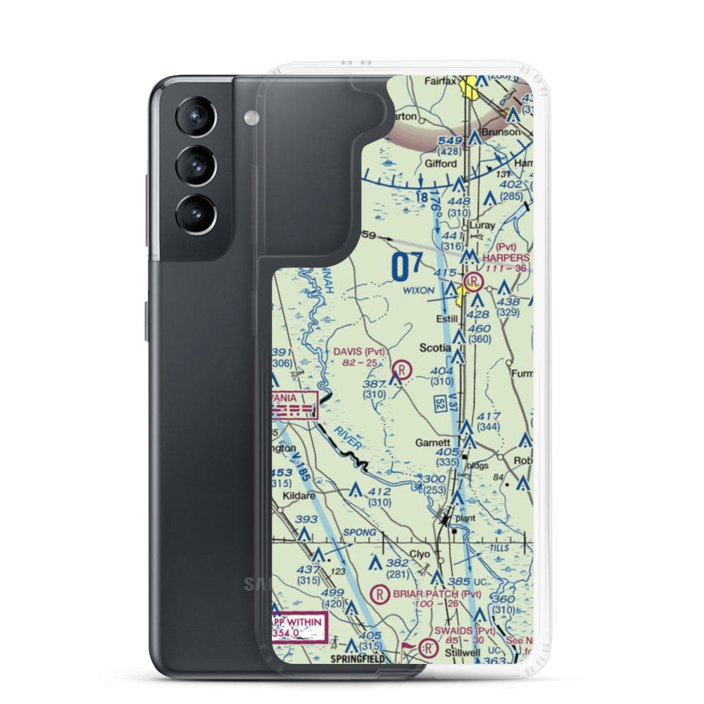 Davis Airport (SC12) VFR Sectional Samsung Case Samsung Galaxy S21 model shown