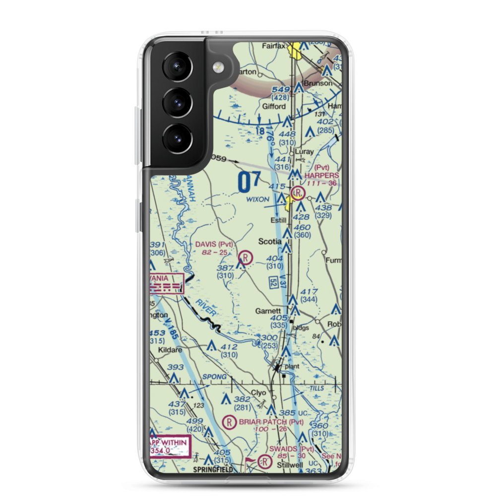 Davis Airport (SC12) VFR Sectional Samsung Case Samsung Galaxy S21 Plus model shown