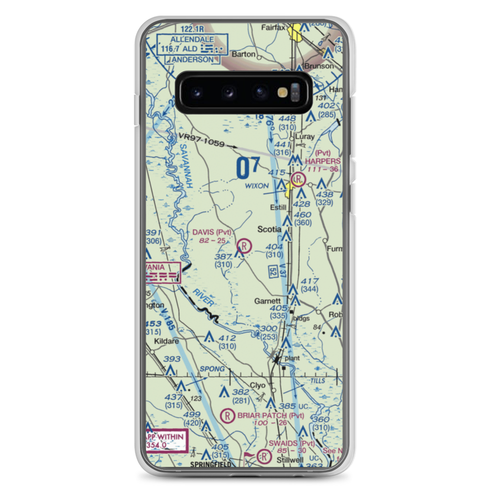 Davis Airport (SC12) VFR Sectional Samsung Case Samsung Galaxy S10+ model shown