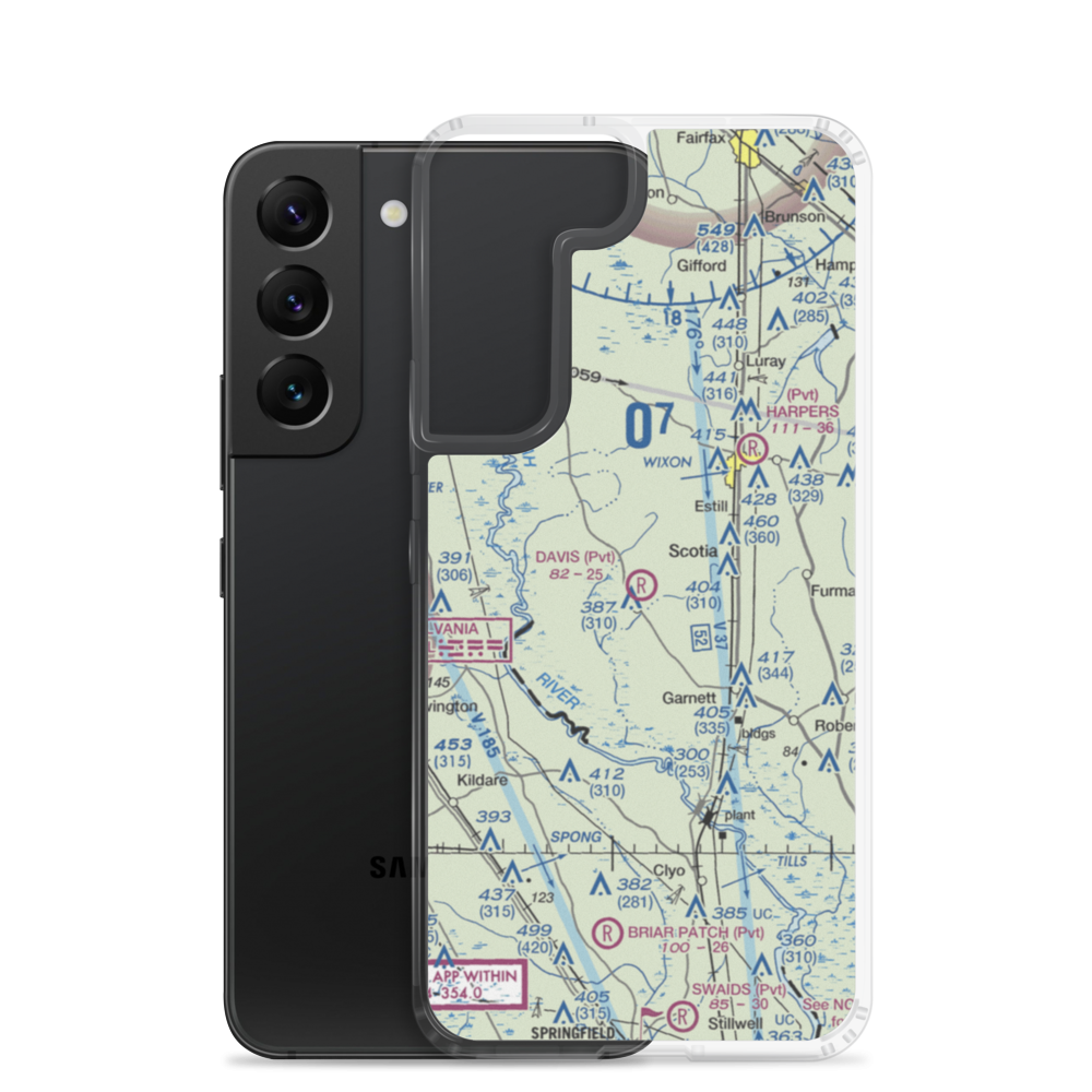 Davis Airport (SC12) VFR Sectional Samsung Case Samsung Galaxy S22 model shown