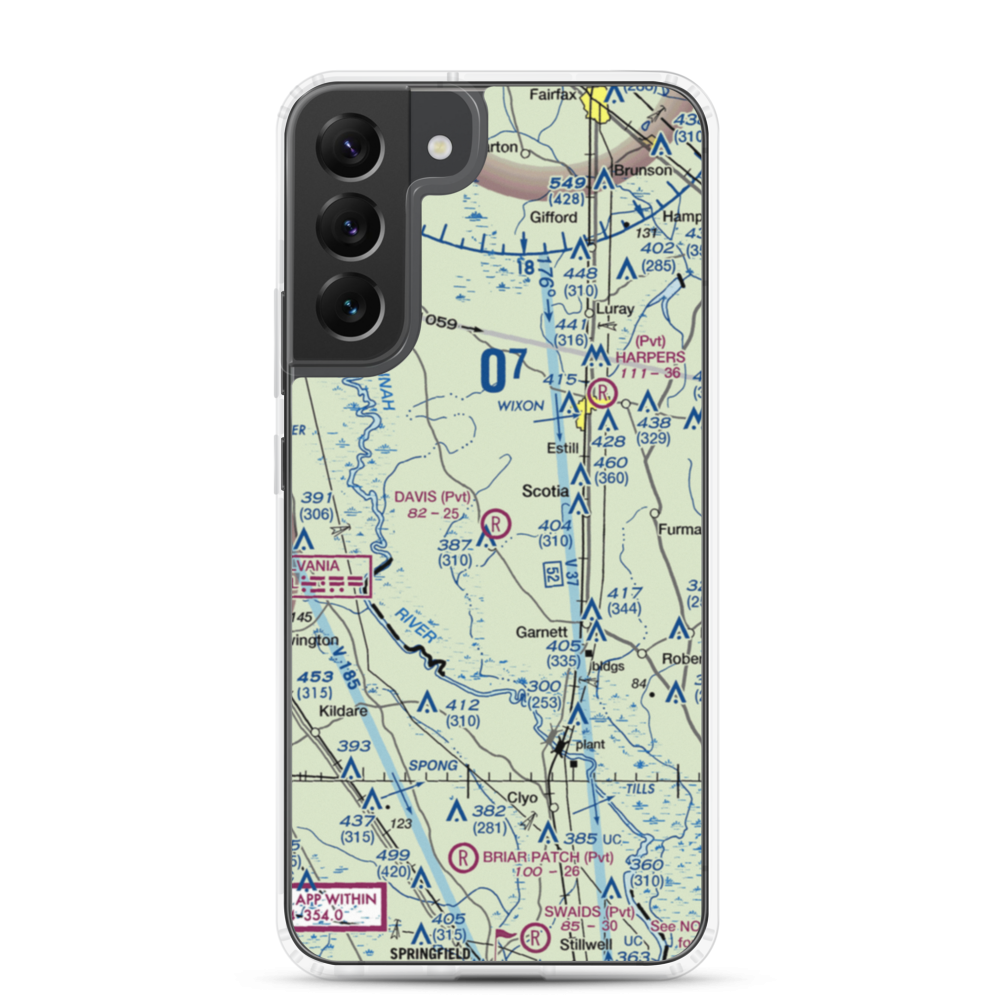 Davis Airport (SC12) VFR Sectional Samsung Case Samsung Galaxy S22 Plus model shown