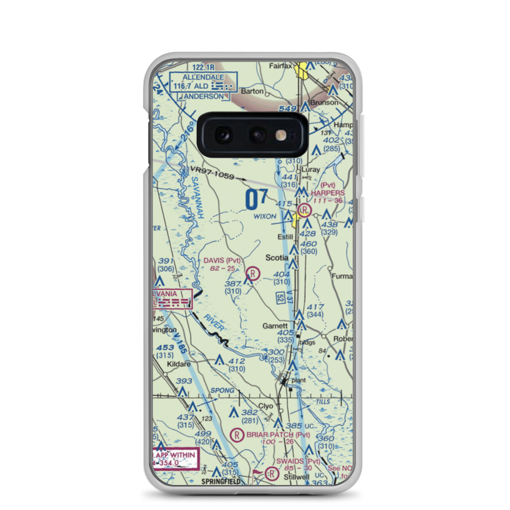 Davis Airport (SC12) VFR Sectional Samsung Case Samsung Galaxy S10e model shown