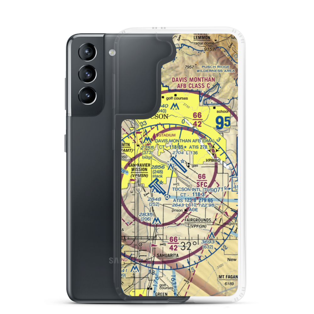 Davis Monthan Air Force Base (DMA) VFR Sectional Samsung Case Samsung Galaxy S21 model shown