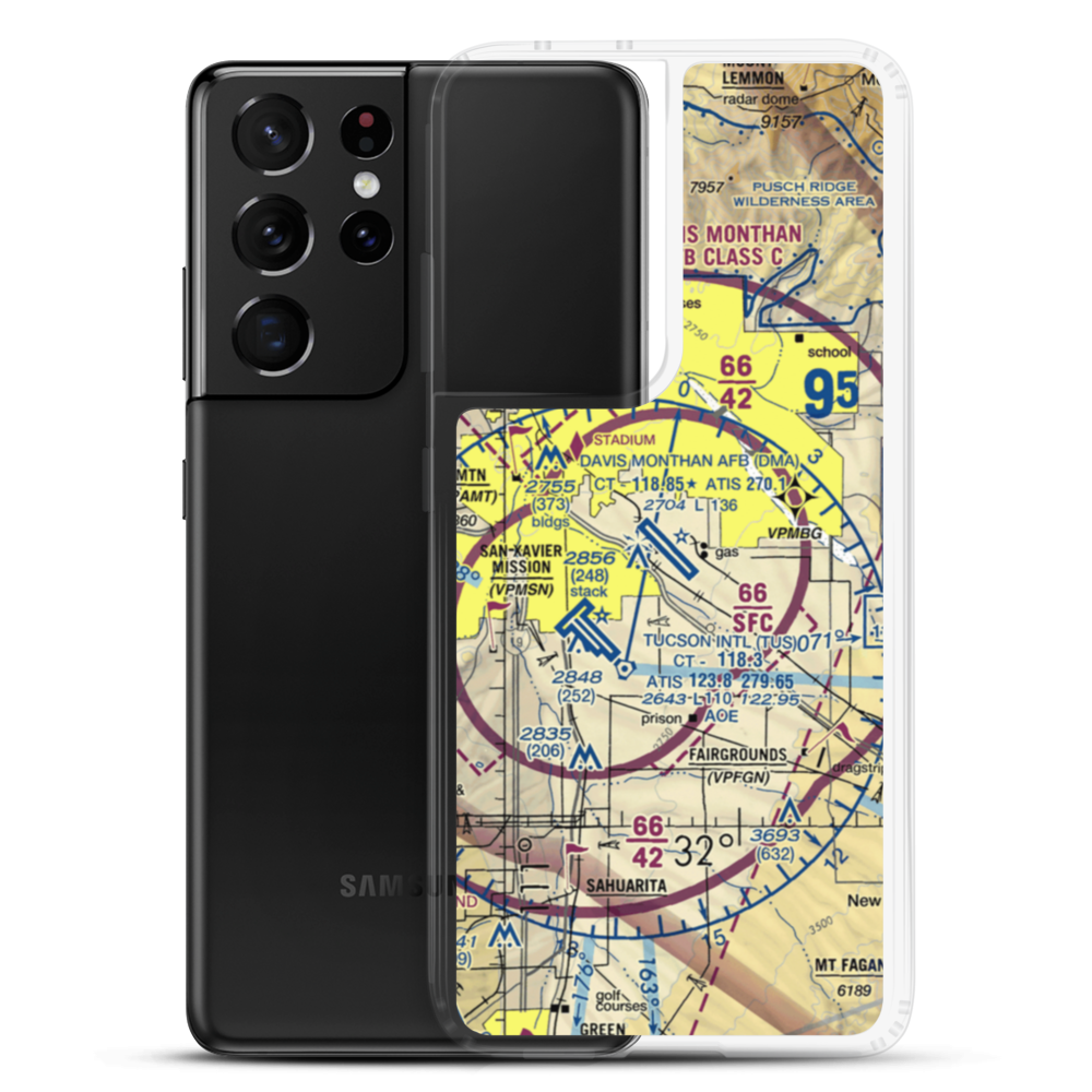 Davis Monthan Air Force Base (DMA) VFR Sectional Samsung Case Samsung Galaxy S21 Ultra model shown
