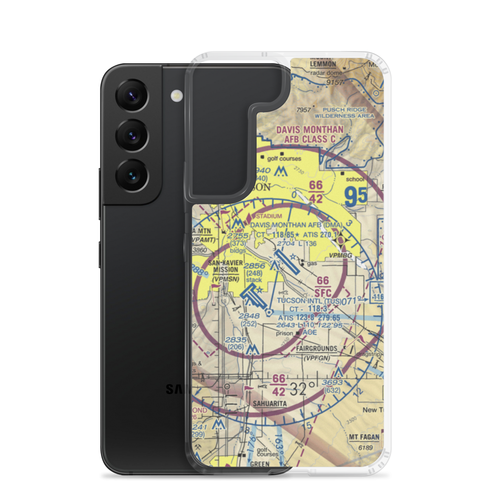 Davis Monthan Air Force Base (DMA) VFR Sectional Samsung Case Samsung Galaxy S22 model shown